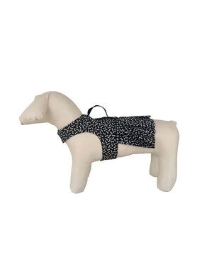 Handmade Small Dog Adjustable Dress Outfit w Harness Cute Black White Bone Print